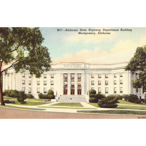 Linen Postcard - Alabama State Highway Department Building - Montgomery,Alabama