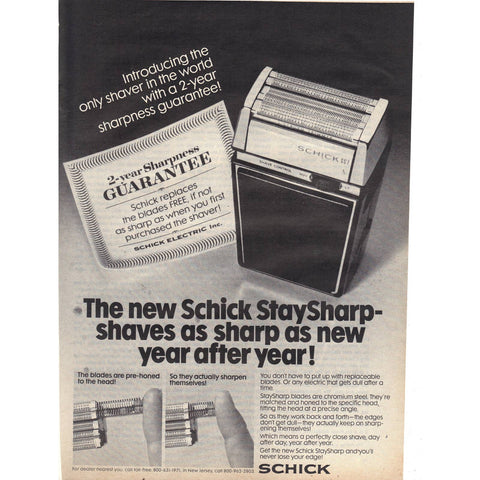 Vintage 1971 Print Ad for Schick Electric Razors