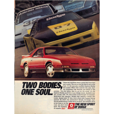 Vintage 1989 Dodge Daytona Shelby Print Ad