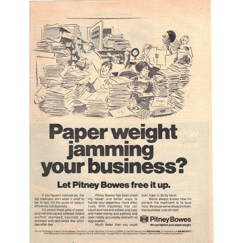 Vintage 1978 Print Ad for Pitney Bowes