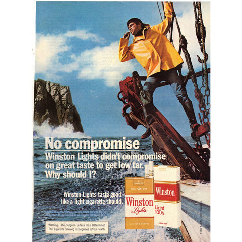 Vintage 1980 Print Ad for Winston Lights Cigarettes