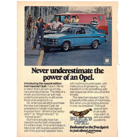 Vintage 1975 Buick Opel Print Ad