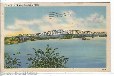 Ohio River Bridge-Marietta,Ohio 1946 - Cakcollectibles