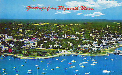 Greetings From Plymouth Massachusetts Postcard - Cakcollectibles