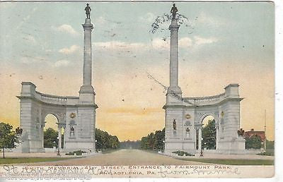 Smith Memorial,41st Street Entrance to Fairmount Park-Philadelphia,Pa. 1906 - Cakcollectibles