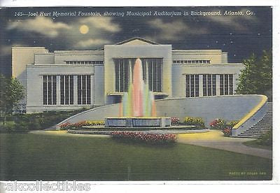 Joel Hurt Memorial Fountain,showing Municipal Auditorium-Atlanta,Ga. - Cakcollectibles