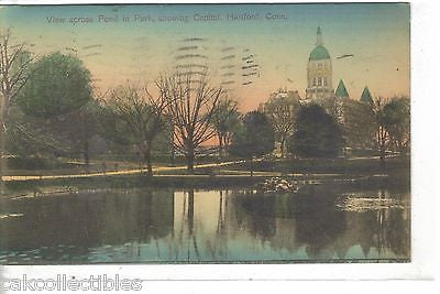 View across Pond in Park,showing Capitol-Hartford,Connecticut 1909 - Cakcollectibles
