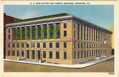 U. S. Post Office and Federal Building Scranton Pennsylvania Postcard - Cakcollectibles