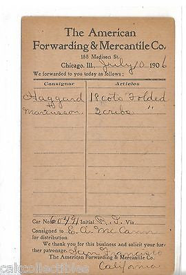 The American Forwarding & Mercantile Co. Chicago,Ill. 1906 - Cakcollectibles