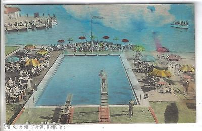Swimming Pool,Hotel Chamberlin-Old Point Comfort,Virginia (Hand Colored) - Cakcollectibles