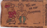 "We Are On Our Honeymoon" Comic Leather Postcard - Cakcollectibles - 1