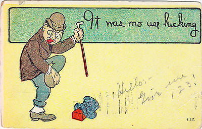 Man Kicking A Brick Comic Postcard - Cakcollectibles