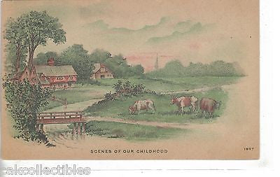 Early Post Card-Scenes of Our Childhood-Cows - Cakcollectibles