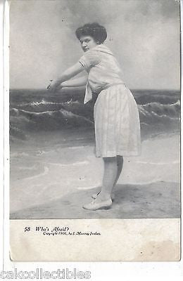 "Who's Afraid"-Woman in Swimsuit 1906 - Cakcollectibles - 1
