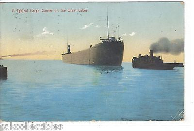 A Typical Cargo Carrier on the Great Lakes 1907 - Cakcollectibles