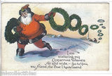 Santa with Wreaths Christmas Post Card - Cakcollectibles - 1