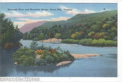 Winooski River and Mountain Range-Green Mts.-Vermont - Cakcollectibles