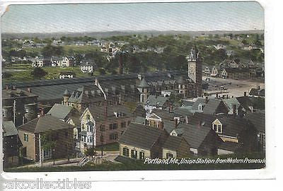 Union Station from Western Promenade-Portland,Maine 1907 - Cakcollectibles