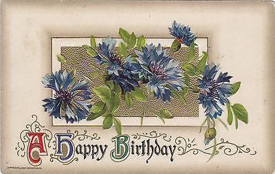 A Happy Birthday Blue Flower John Winsch Postcard - Cakcollectibles