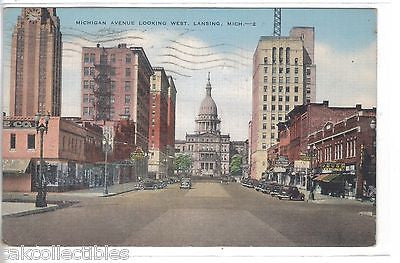 Michigan Avenue,looking West-Lansing,Michigan 1946 - Cakcollectibles - 1