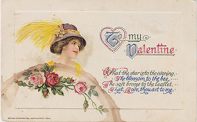 "To My Valentine" John Winsch Postcard - Cakcollectibles - 1