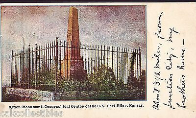 Ogden Monument,Geographical Center of The U.S.-Fort Riley,Kansas UDB - Cakcollectibles