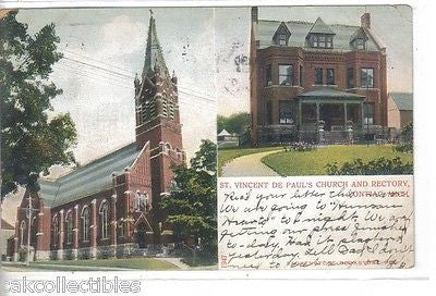 St. Vincent De Paul's Church and Rectory-Pontiac,Michigan 1907 - Cakcollectibles - 1