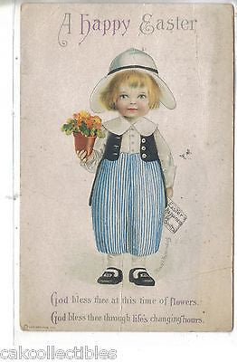 A Happy Easter-Boy Carrying Flower Pot-Clapsaddle - Cakcollectibles - 1