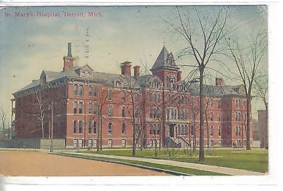 St. Mary's Hospital-Detroit,Michigan 1910 Postcard Front