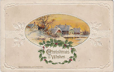 Christmas Wishes Beautiful Embossed John Winsch Postcard - Cakcollectibles