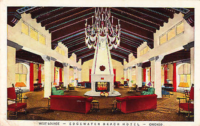 Edgewater Beach Hotel West Lounge Chicago Postcard - Cakcollectibles