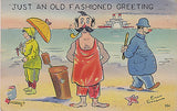 "Just An Old Fashioned Greeting" Linen Comic Postcard - Cakcollectibles - 1