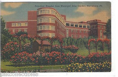Polyclinic Hospital from Municipal Rose Garden-Harrisburg,Pennsylvania - Cakcollectibles - 1