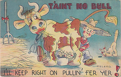 T'Aint No Bull Linen Comic Postcard - Cakcollectibles - 1