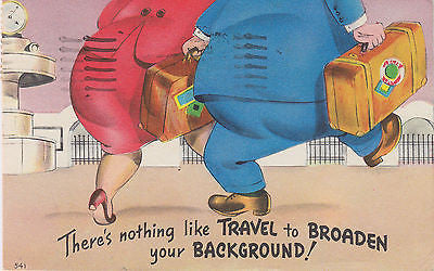 "There's Nothing Like Travel" Linen Comic Postcard - Cakcollectibles - 1
