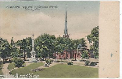 Monument Park and Presbyterian Church-Warren,Ohio UDB - Cakcollectibles
