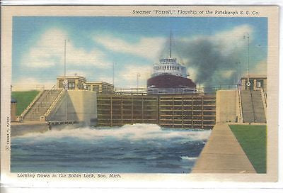 Steamer "Farrell",Flagship of The Pittsburgh S.S. Co. -Soo Locks-Michigan - Cakcollectibles