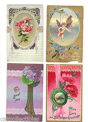 Lot of 4 Antique Greetings Post Cards-Lot 4 - Cakcollectibles - 1