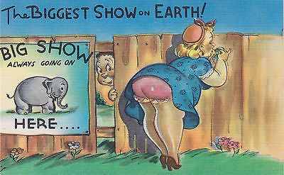 The Biggest Show On Earth Linen Comic Postcard - Cakcollectibles - 1