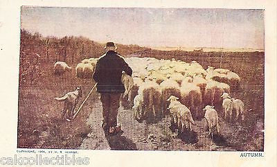 Early Post Card-"Autumn"-Sheepherder and Sheep - Cakcollectibles