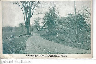 Greetings from Sanborn,Minnesota-Dirt Road Scene - Cakcollectibles - 1
