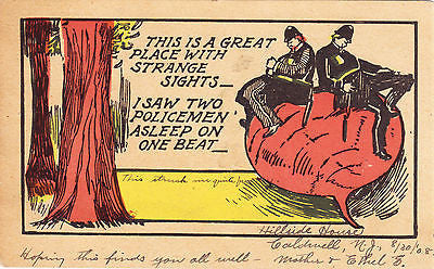 Policemen Asleep On One Beat Comic Postcard - Cakcollectibles
