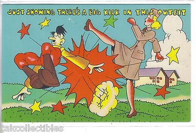 WW II Post Card-Military Woman Kicking Hitler - Cakcollectibles - 1