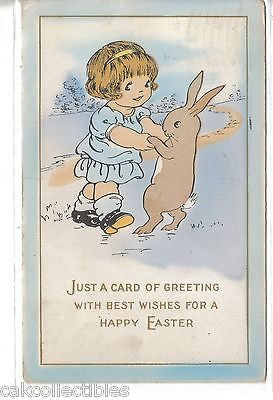 Easter Post Card-Girl Dancing with Rabbit 1916 - Cakcollectibles - 1