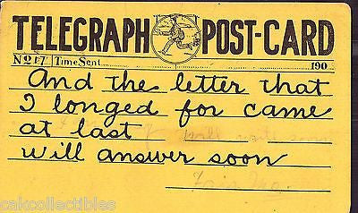 Telegraph Post Card-"And The Letter That I Longed For..." 1908 - Cakcollectibles