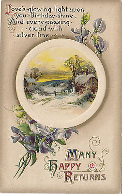 "Many Happy Returns" Birthday Embossed John Winsch Postcard - Cakcollectibles - 1