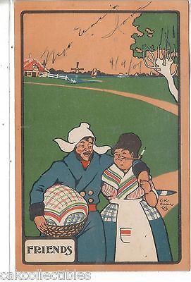 Early Post Card-"Friends"-Dutch Man and Woman-C.K. Cook 1907 - Cakcollectibles - 1