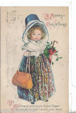 Vintage Christmas Postcards Christmas-Girl with Purse and Hat 1917 Clapsaddle vintage postcard front