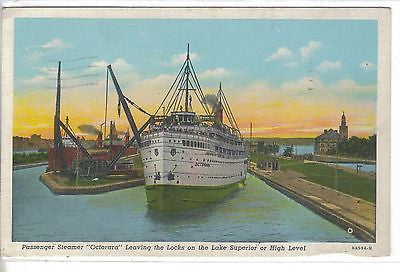 Passenger Steamer "Octorara" leaving the Locks on The Lake Superior or High Leve - Cakcollectibles