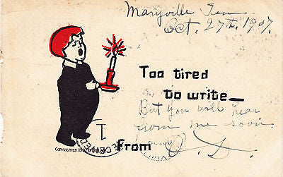 To Tired To Write Comic Postcard - Cakcollectibles
